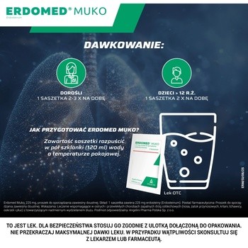 Erdomed Muko, 225 mg, proszek do sporządzania zawiesiny doustnej, 10 saszetek