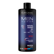 4Organic Men Power Sport, naturalny żel pod prysznic 3 w 1, 500 ml