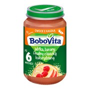 BoboVita, jabłka, banany i maliny z kaszką kukurydzianą, 6 m+, 190 g