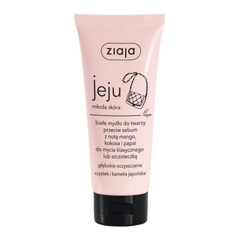 Ziaja jeju młoda skóra, białe mydło do twarzy przeciw sebum, 75 ml