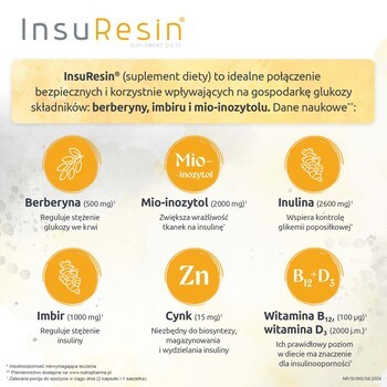 NutroPharma, InsuResin, smak cytrusowy, saszetki + kapsułki, 30 szt. + 60 szt.