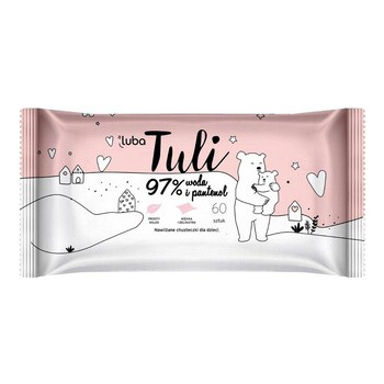 Luba Tuli, nawilżane chusteczki dla dzieci 97% woda i pantenol, 60 szt.