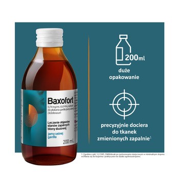 Baxofort, 0,74 mg/ml, roztwór do płukania jamy ustnej/gardła, 200 ml