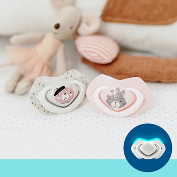 Canpol Babies, smoczek silikonowy, symetryczny, Bonjour Paris, 6-18 m, pink, 2 szt.