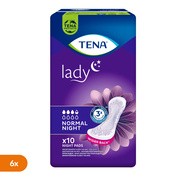 Zestaw 6 x TENA Lady Normal Night, wkładki, 10 szt.