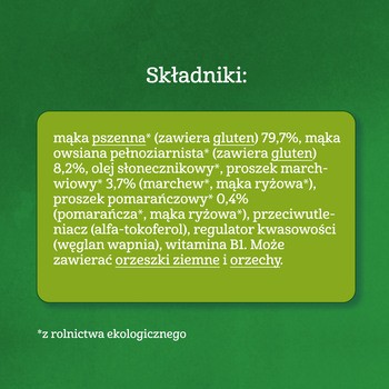 Gerber Organic, chrupki pszenno-owsiane marchewka, pomarańcza, 10 m+, 35 g