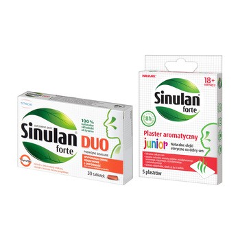 Zestaw Sinulan Forte, plaster aromatyczny, Junior, 5 szt. + Sinulan Duo Forte, tabletki powlekane, 30 szt.