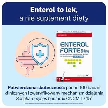 Enterol Forte, 500 mg, proszek do sporządzania zawiesiny doustnej, 14 sasz.