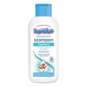 Bambino Rodzina, hiperdelikatny szampon łagodzący do suchej i wrażliwej skóry głowy, 400 ml