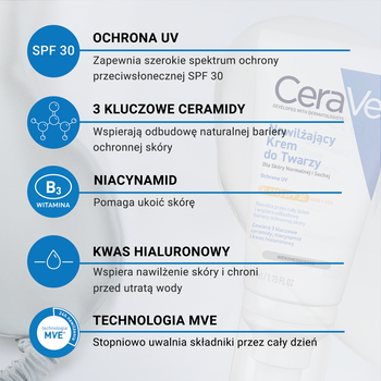 CeraVe, nawilżający krem do twarzy SPF 30, 52 ml