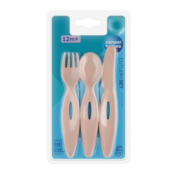 Canpol Babies, zestaw sztućców dla dzieci, różowy, 1 szt.