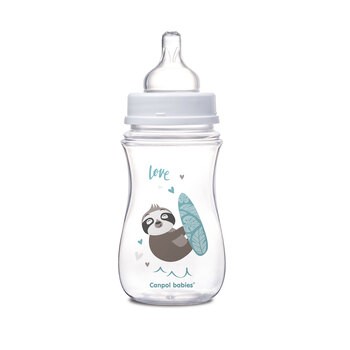 Canpol Easy Start Toys, butelka szerokootworowa, antykolkowa, niebieska, 240 ml