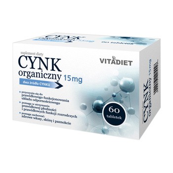 VitaDiet Cynk organiczny 15 mg, tabletki, 60 szt.