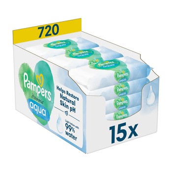 Pampers Harmonie Aqua, chusteczki nawilżane, 15 x 48 szt.