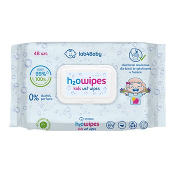 Lab4Baby, H2O Wet Wipes Kids, chusteczki celulozowe dla dzieci, 48 szt