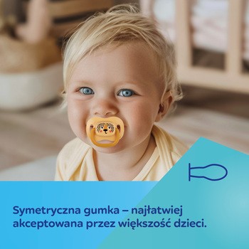 Canpol Babies, smoczek uspokajający, silikonowy symetryczny, 0-6 m, BabiesBoo pomarańczowy, 1 szt.