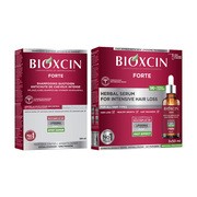 Zestaw Bioxcin Forte, serum do skóry głowy przeciw silnemu wypadaniu włosów, 3 x 50 ml + szampon ziołowy przeciw silnemu wypadaniu włosów, 300 ml