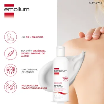 Emolium Dermocare, kremowy żel do mycia, 200 ml