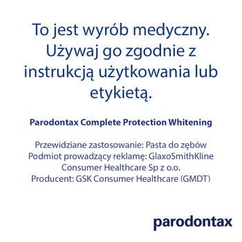 Parodontax Complete Protection Whitening, pasta do zębów, 75 ml