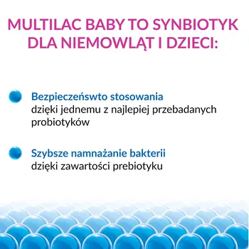 Multilac Baby, krople, synbiotyk (probiotyk + prebiotyk), 2x5 ml