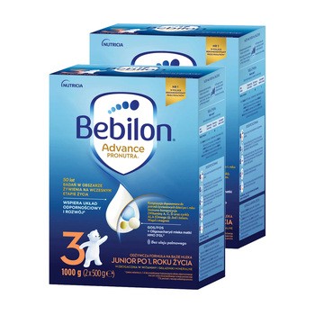 Zestaw 2x Bebilon 3 Advance Pronutra, Junior, formuła na bazie mleka po 1. roku życia, 1000 g