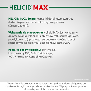 Helicid MAX (Piastprazol), 20 mg, kapsułki dojelitowe twarde, 14 szt.