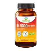 Naturell D 2000 do żucia, tabletki do rozgryzania i żucia, smak wiśniowy, 120 szt.