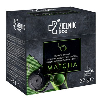 Zielnik DOZ Herbata zielona ze skórką mandarynki i limonki, z liśćmi mięty i dodatkiem herbaty Matcha, 32 g