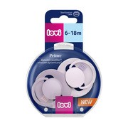 Canpol Lovi Prime, dynamiczny smoczek uspokajający silikonowy, 6-18 m Lilac/Violet, 2 szt.