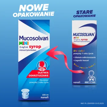 Mucosolvan Mini, 15 mg/5 ml, syrop, 100 ml