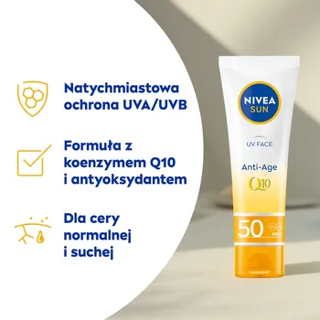 Nivea Sun UV Face Anti-Age Q10, krem przeciwzmarszczkowy, SPF 50, 50 ml