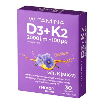 Nexon Pharma Witamina D3+K2, kapsułki, 30 szt.