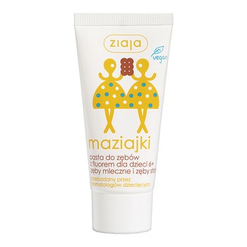 Ziaja Maziajki, pasta do zębów z fluorem dla dzieci, 6+, zęby mleczne i zęby stałe, 50 ml