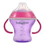 BabyOno, kubek niekapek z miękkim ustnikiem, 3 m+, różowy, 180 ml, 1 szt.