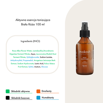 Mokosh, aktywna esencja tonizująca Biała róża, 100 ml