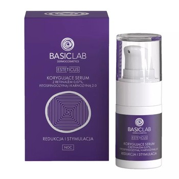 BasicLab Esteticus, korygujące serum z retinalem, 0,07%, fitosfingozyną i karnozyną 2.0, 15 ml