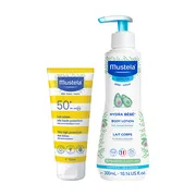 Zestaw Mustela, Summer Time, mleczko przeciwsłoneczne, SPF 50+, 100 ml + mleczko do ciała, Hydra Bebe, 300 ml