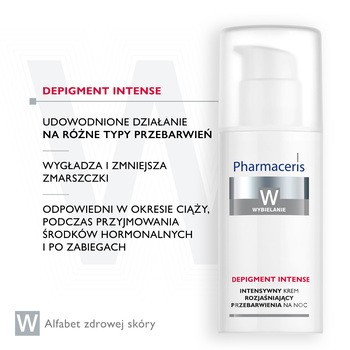 Pharmaceris W Depigment Intense, krem rozjaśniający przebarwienia na noc, 50 ml