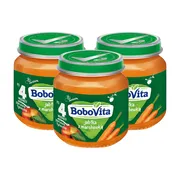 Zestaw 3 x BoboVita, jabłka z marchewką, 4 m+, 125 g