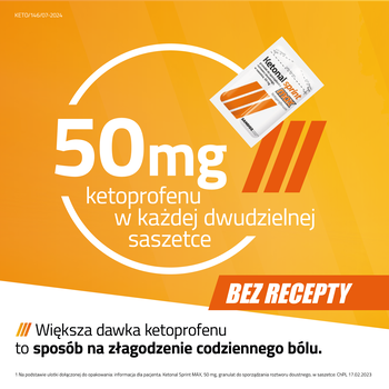 Ketonal Sprint Max, 50 mg, granulat do sporządzania roztworu doustnego, 12 saszetek