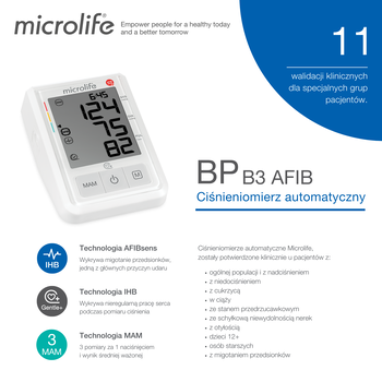 Microlife BP B3 AFIB, ciśnieniomierz automatyczny, naramienny, 1 szt.