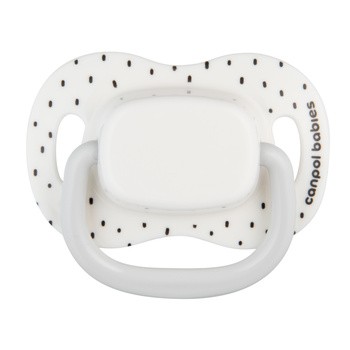 Canpol Babies, smoczek uspokajający, silikonowy symetryczny, 0-6 m, BabiesBoo biały, 2 szt.