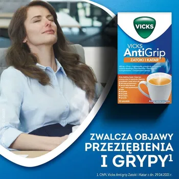 Vicks Antigrip Zatoki i Katar, granulki do sporządzania roztworu doustnego, 10 saszetek