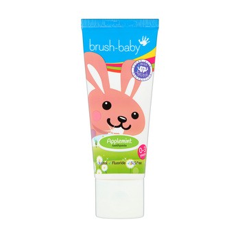 Brush-Baby, pasta do zębów dla dzieci w wieku 0-3 lat, jabłkowo-miętowa, 50 ml