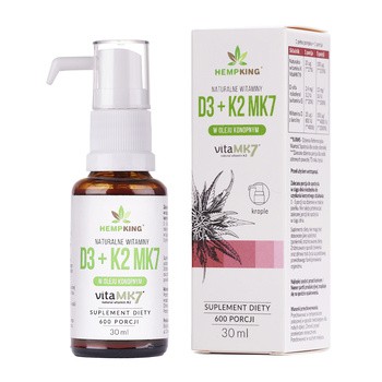 HempKing D3 + K2 MK7, krople, 30 ml