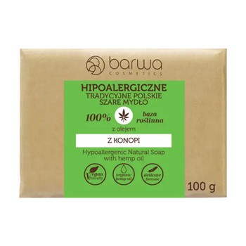 Barwa, Hipoalergiczne Tradycyjne Polskie Szare Mydło z olejem z konopi, 100g