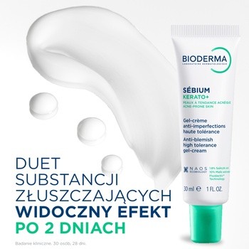 Bioderma Sebium Kerato+, żel-krem przeciwtrądzikowy, 30 ml