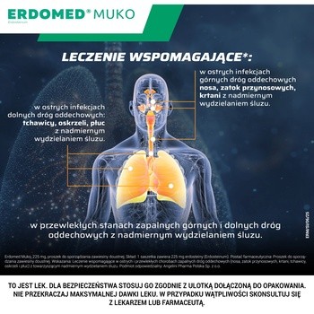 Erdomed Muko, 225 mg, proszek do sporządzania zawiesiny doustnej, 10 saszetek