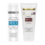 Zestaw WAX, Laboratorium Pilomax, szampon łagodzący podrażnienia hipoalergiczny, 200 ml + maska do włosów farbowanych ciemnych, wygładzająca i nawilżająca, 200 ml