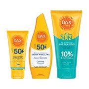 Zestaw DAX Sun, krem ochronny do twarzy anti-aging SPF 50+, 50 ml + żel po opalaniu S.O.S., 200 ml + emulsja ochronna dla skóry wrażliwej, SPF 50+, 160 ml